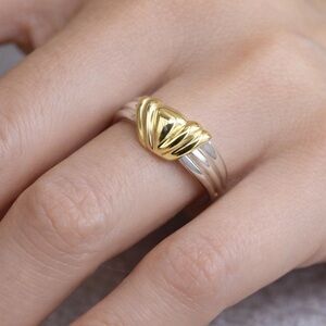 Tiffany & Co. Grooved Signature Ring Sterling Silver and 18k Yellow Gold